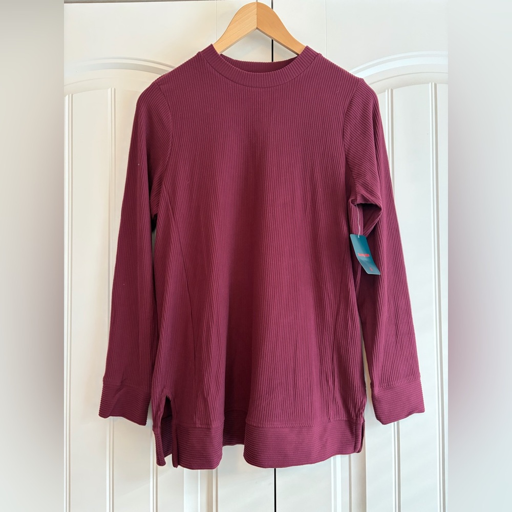 Tommy John Zen Ribbed Long Sleeve Crew Port Royale Women's Loungewear Shirt Sz M
